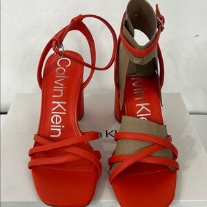 Calvin Klein Women's Red Strappy Heels